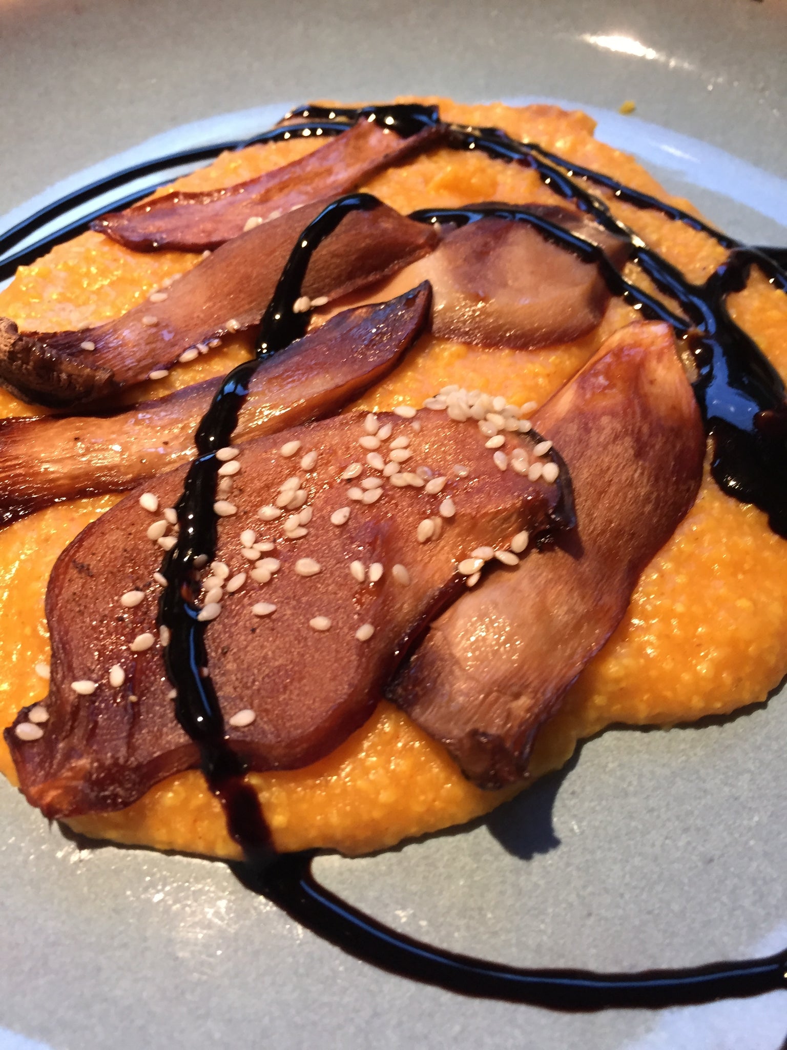 Perfectly Magical Vegan Polenta<br>Topped With Sizzling Mushrooms