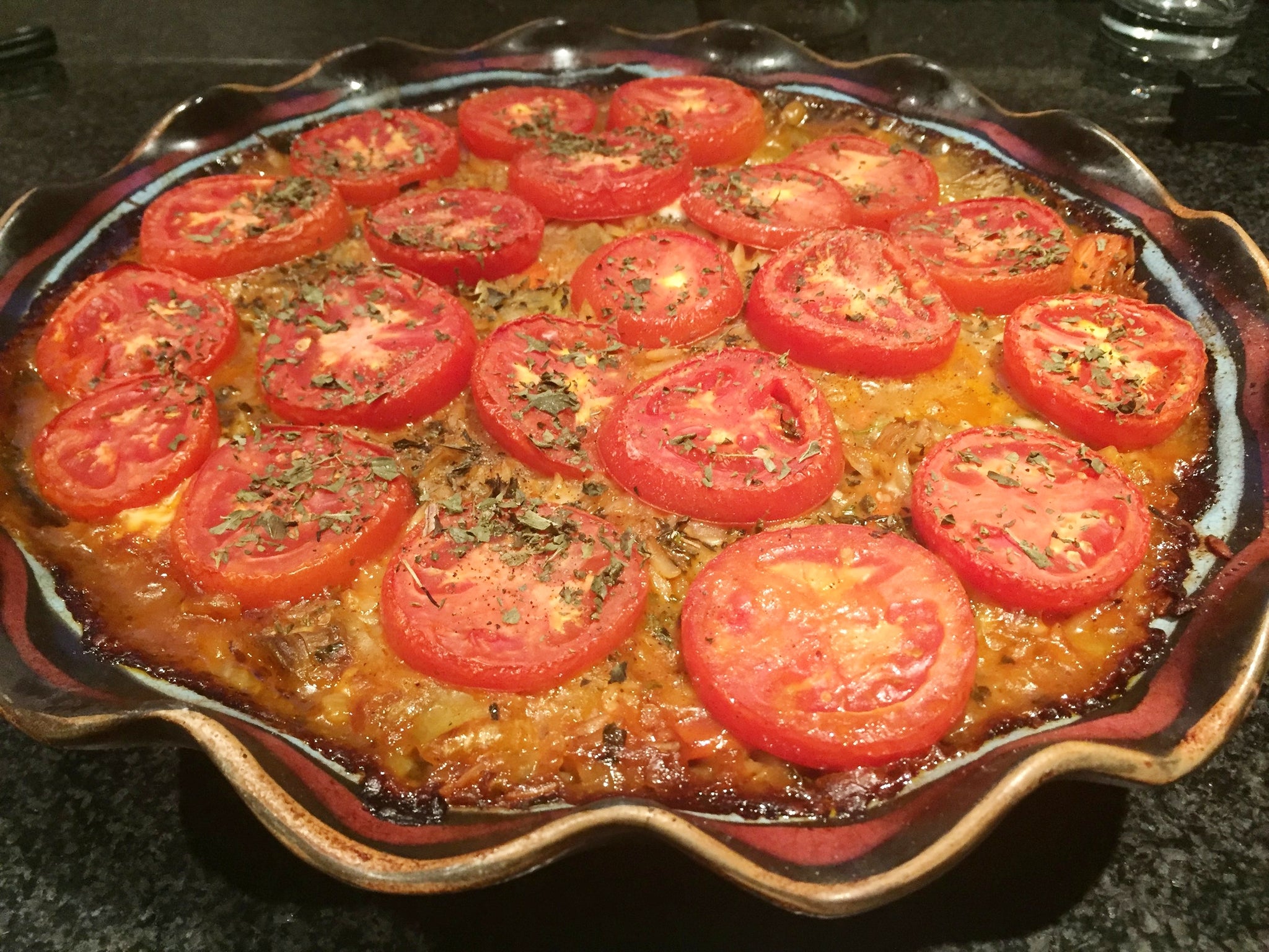 Baked Orzo with Eggplant, Celery, Carrots and Cheese